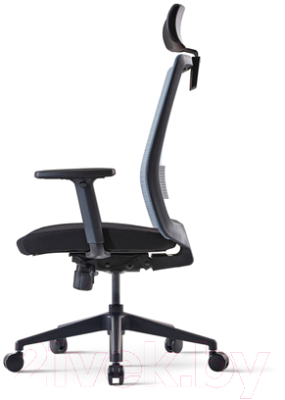 Кресло офисное Bestuhl S30 Black Pl с подголовником и подлокотником (синяя сетка/черная ткань)