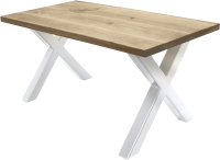 Обеденный стол Buro7 Икс Классика 150x80x76 (дуб беленый/белый) - 