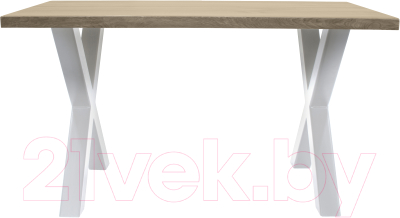 Обеденный стол Buro7 Икс Классика 150x80x76 (дуб беленый/белый)