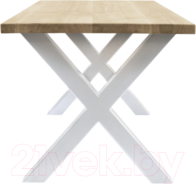 Обеденный стол Buro7 Икс Классика 150x80x76 (дуб беленый/белый)