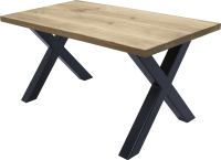 Обеденный стол Buro7 Икс Классика 150x80x76 (дуб беленый/черный) - 