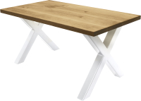 Обеденный стол Buro7 Икс Классика 150x80x76 (дуб натуральный/белый) - 