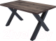 Обеденный стол Buro7 Икс Классика 150x80x76 (дуб мореный/черный) - 