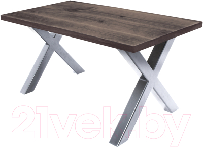 Обеденный стол Buro7 Икс Классика 150x80x76 (дуб мореный/серебристый)