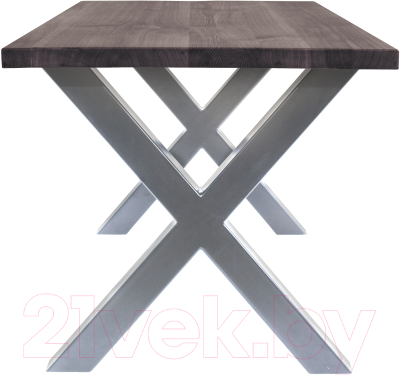 Обеденный стол Buro7 Икс Классика 150x80x76 (дуб мореный/серебристый)