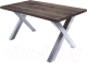 Обеденный стол Buro7 Икс Классика 150x80x76 (дуб мореный/серебристый) - 