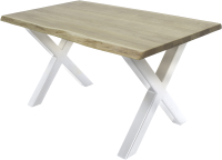 Обеденный стол Buro7 Икс с обзолом 150x80x76 (дуб беленый/белый) - 