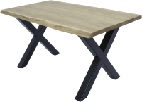 Обеденный стол Buro7 Икс с обзолом 150x80x76 (дуб беленый/черный) - 