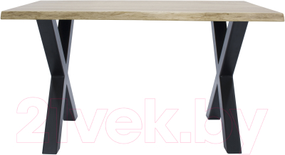Обеденный стол Buro7 Икс с обзолом 150x80x76 (дуб беленый/черный)