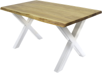 Обеденный стол Buro7 Икс с обзолом 150x80x76 (дуб натуральный/белый) - 