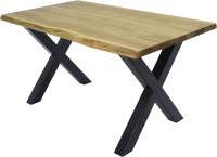 Обеденный стол Buro7 Икс с обзолом 150x80x76 (дуб натуральный/черный) - 