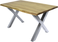 Обеденный стол Buro7 Икс с обзолом 150x80x76 (дуб натуральный/серебристый) - 