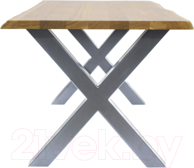 Обеденный стол Buro7 Икс с обзолом 150x80x76 (дуб натуральный/серебристый)