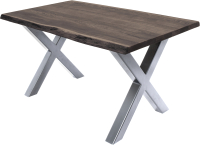 Обеденный стол Buro7 Икс с обзолом 150x80x76 (дуб мореный/серебристый) - 