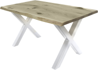 Обеденный стол Buro7 Икс с обзолом и сучками 150x80x76 (дуб беленый/белый) - 