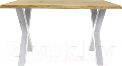 Обеденный стол Buro7 Икс с обзолом и сучками 150x80x76 (дуб натуральный/белый)