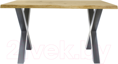 Обеденный стол Buro7 Икс с обзолом и сучками 150x80x76 (дуб натуральный/серебристый)