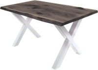 Обеденный стол Buro7 Икс с обзолом и сучками 150x80x76 (дуб мореный/белый) - 