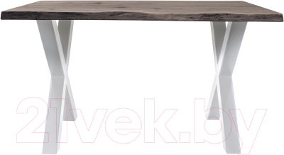 Обеденный стол Buro7 Икс с обзолом и сучками 150x80x76 (дуб мореный/белый)
