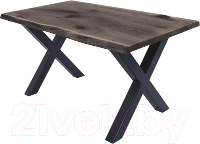 Обеденный стол Buro7 Икс с обзолом и сучками 150x80x76 (дуб мореный/черный)