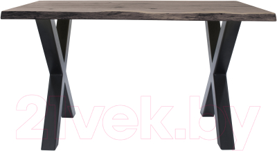 Обеденный стол Buro7 Икс с обзолом и сучками 150x80x76 (дуб мореный/черный)