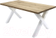 Обеденный стол Buro7 Икс Классика 180x80x76 (дуб беленый/белый) - 