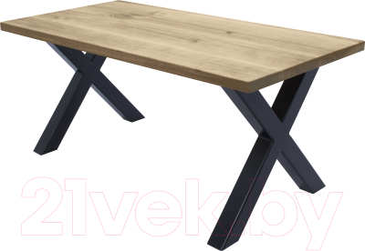 Обеденный стол Buro7 Икс Классика 180x80x76 (дуб беленый/черный)