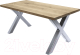 Обеденный стол Buro7 Икс Классика 180x80x76 (дуб беленый/серебристый) - 