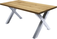 Обеденный стол Buro7 Икс Классика 180x80x76 (дуб натуральный/серебристый) - 