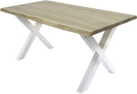 Обеденный стол Buro7 Икс с обзолом 180x80x76 (дуб беленый/белый) - 