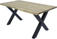 Обеденный стол Buro7 Икс с обзолом 180x80x76 (дуб беленый/черный) - 