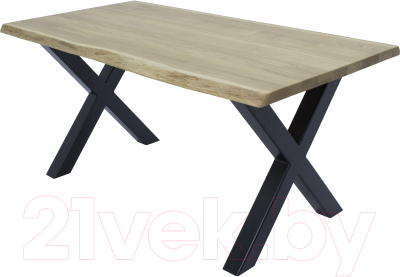 Обеденный стол Buro7 Икс с обзолом 180x80x76 (дуб беленый/черный)