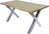 Обеденный стол Buro7 Икс с обзолом 180x80x76 (дуб беленый/серебристый) - 