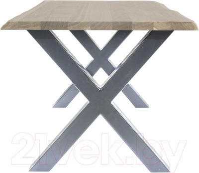 Обеденный стол Buro7 Икс с обзолом 180x80x76 (дуб беленый/серебристый)