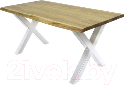 Обеденный стол Buro7 Икс с обзолом 180x80x76 (дуб натуральный/белый)