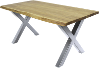 Обеденный стол Buro7 Икс с обзолом 180x80x76 (дуб натуральный/серебристый) - 