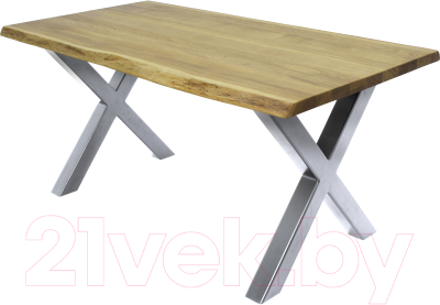 Обеденный стол Buro7 Икс с обзолом 180x80x76 (дуб натуральный/серебристый)