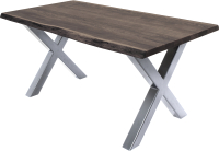 Обеденный стол Buro7 Икс с обзолом 180x80x76 (дуб мореный/серебристый) - 
