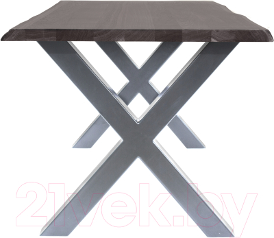 Обеденный стол Buro7 Икс с обзолом 180x80x76 (дуб мореный/серебристый)