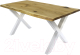 Обеденный стол Buro7 Икс с обзолом и сучками 180x80x76 (дуб натуральный/белый) - 
