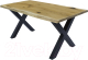 Обеденный стол Buro7 Икс с обзолом и сучками 180x80x76 (дуб натуральный/черный) - 