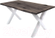 Обеденный стол Buro7 Икс с обзолом и сучками 180x80x76 (дуб мореный/белый) - 