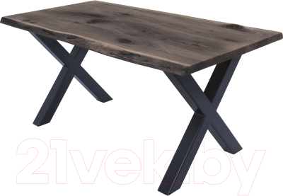 Обеденный стол Buro7 Икс с обзолом и сучками 180x80x76 (дуб мореный/черный)