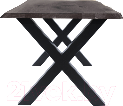 Обеденный стол Buro7 Икс с обзолом и сучками 180x80x76 (дуб мореный/черный)