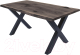 Обеденный стол Buro7 Икс с обзолом и сучками 180x80x76 (дуб мореный/черный) - 