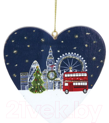 

Елочная игрушка Gisela Graham, Белый;синий;с рисунком, Limited London Christmas Снежный Лондон / 17898