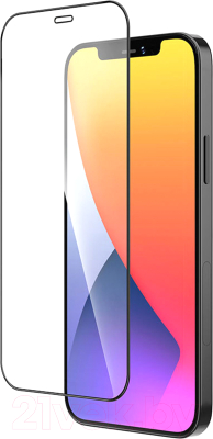 Защитное стекло для телефона Case 3D для iPhone 12 Pro Max (черный глянец)