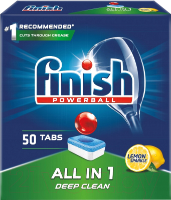 Таблетки для посудомоечных машин Finish Powerball All in One Deep Clean Лимон (50шт)