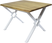 Обеденный стол Buro7 Икс-ромб с обзолом 110x80x76 (дуб натуральный/белый) - 