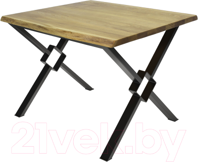 Обеденный стол Buro7 Икс-ромб с обзолом 110x80x76 (дуб натуральный/черный)